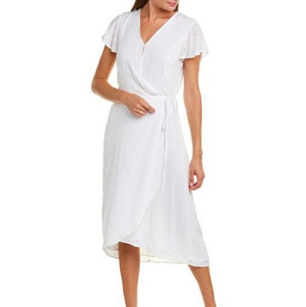 Vince Camuto White Eyelet Lace Casual Midi Dress